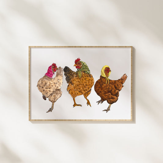 Dancing Chickens Art Print