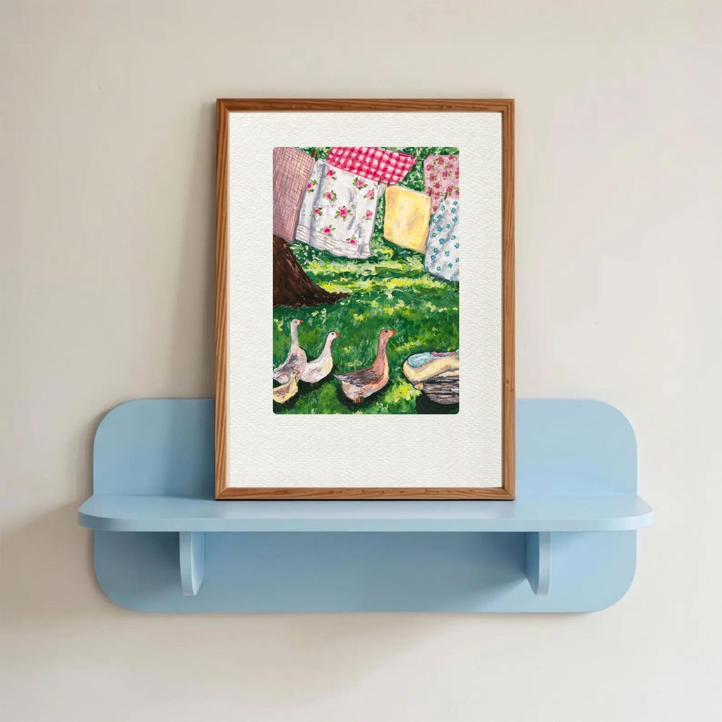 Ducks in Garden Art Print