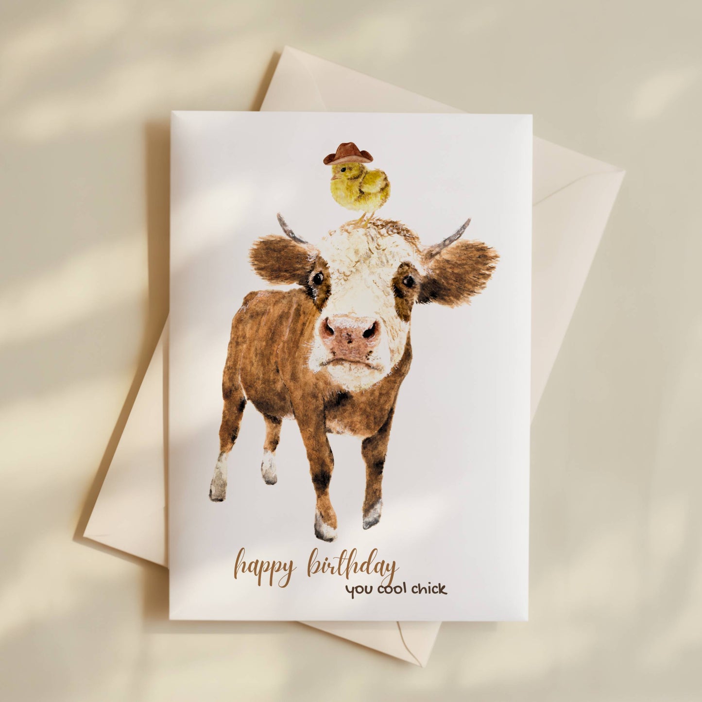 Cow and Chick Birthday Card