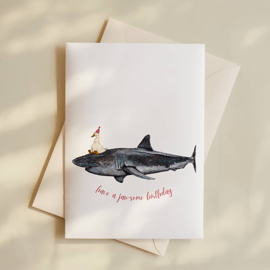 Shark and Goose Birthday Card