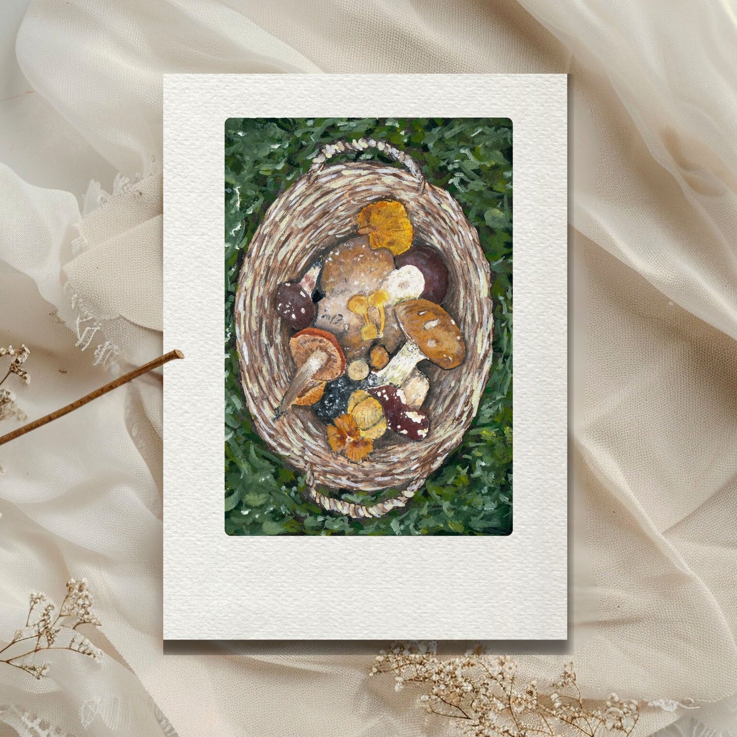 Mushrooms in Basket Art Print