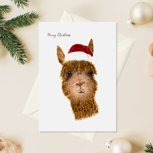 Alpaca Christmas Card