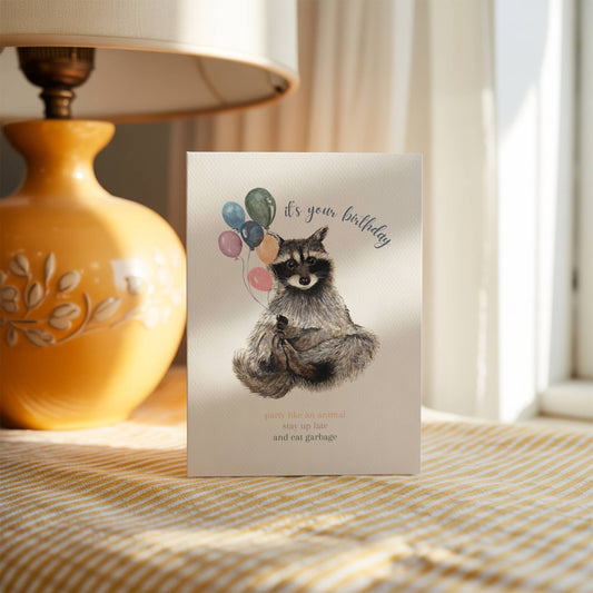 Funny Raccoon Birthday Card