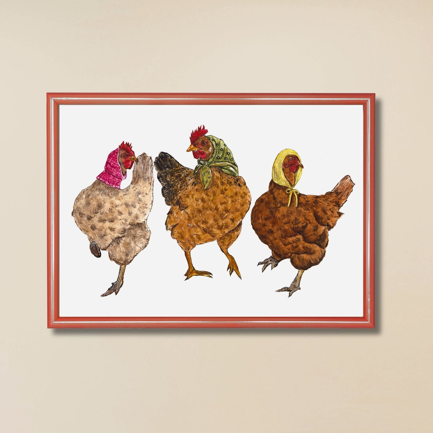 Dancing Chickens Art Print
