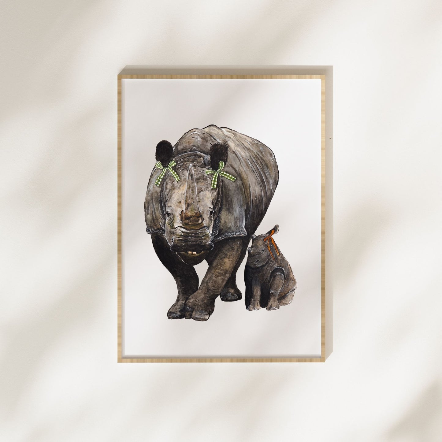 Rhino with Baby Art Print