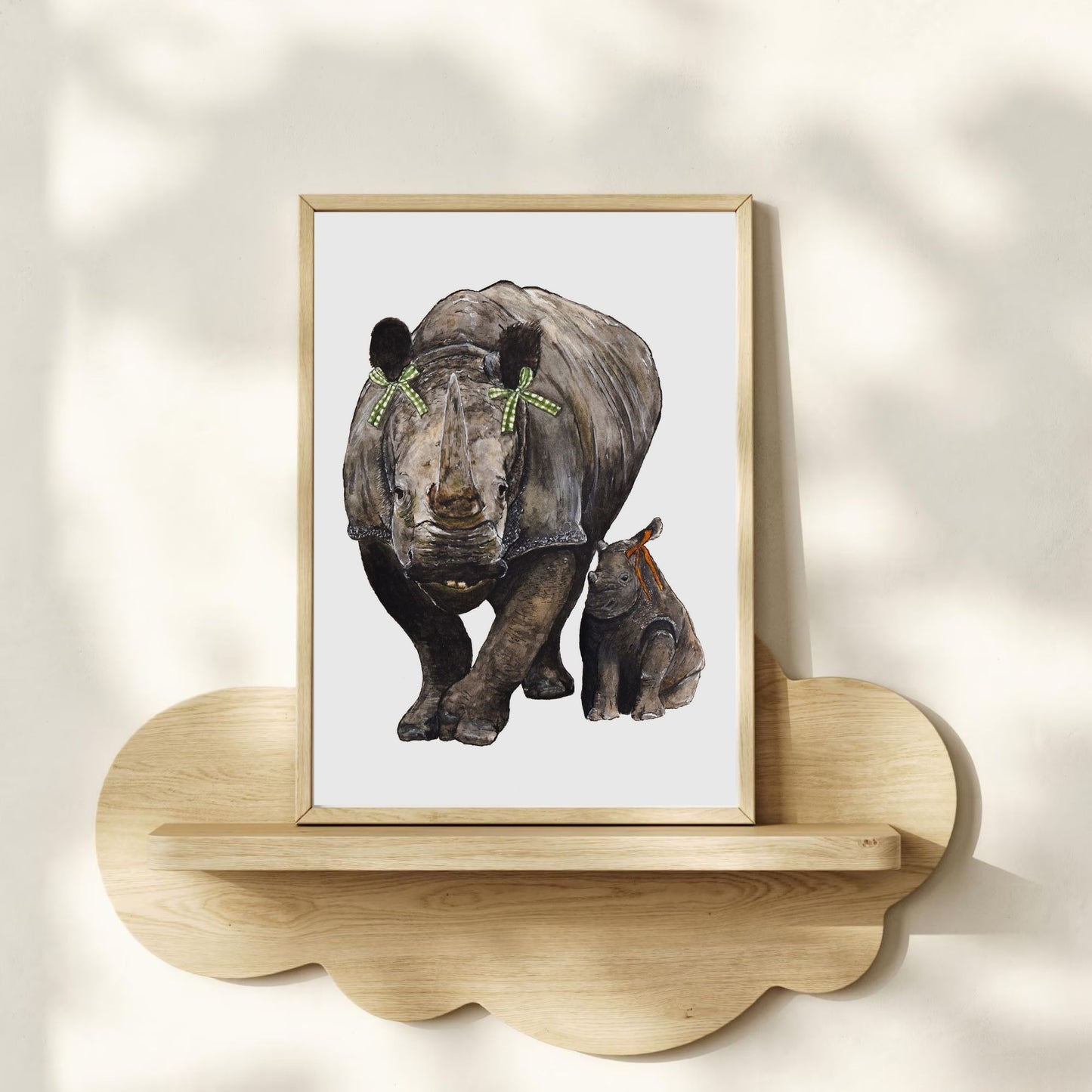 Rhino with Baby Art Print