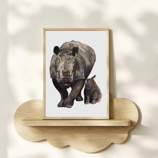 Rhino with Baby Art Print