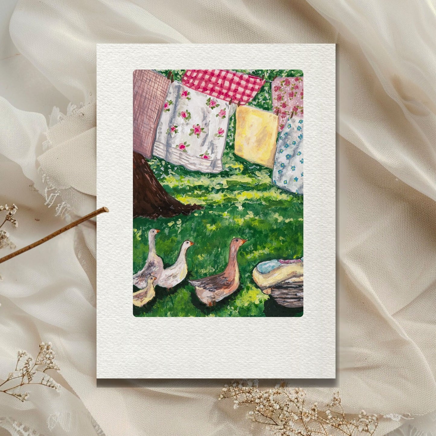 Ducks in Garden Art Print