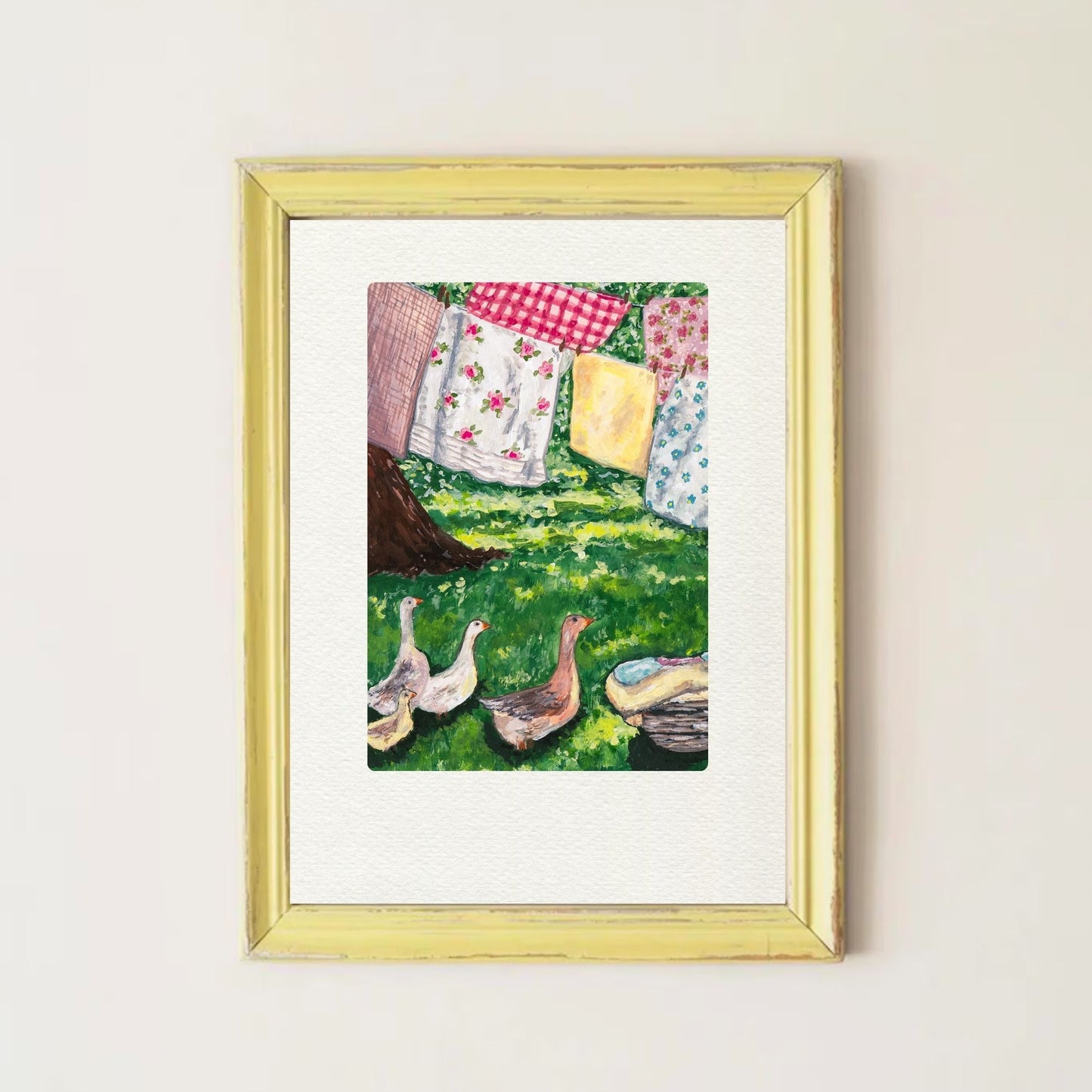 Ducks in Garden Art Print