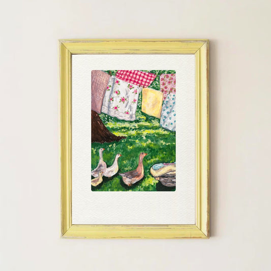 Ducks in Garden Art Print