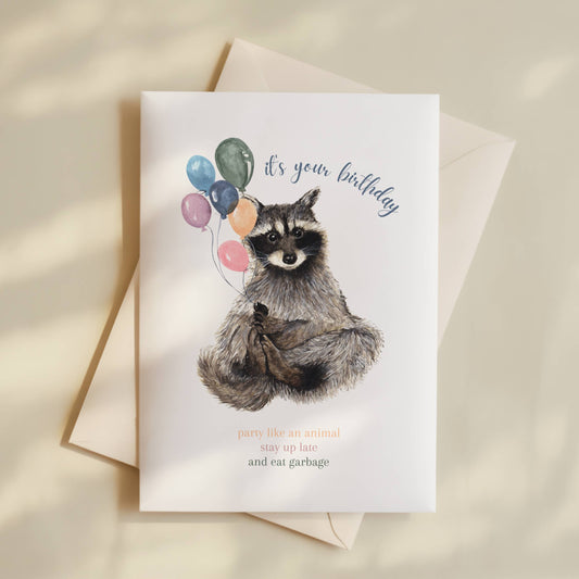 Funny Raccoon Birthday Card