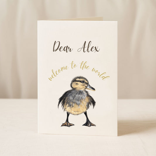 Custom New Baby Card Duck